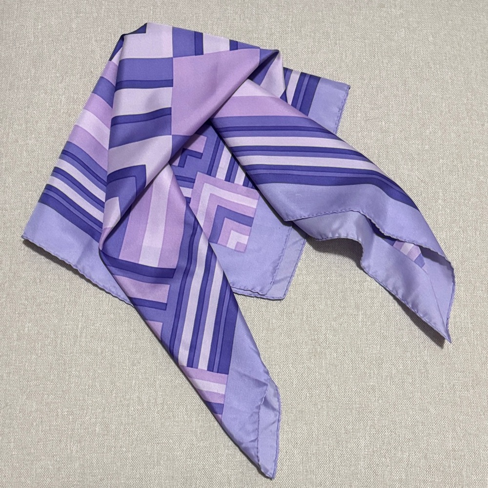 EUC Vintage MCM Geo Print Scarf-Square-Purple Shades-Polyester - Picture 2 of 14